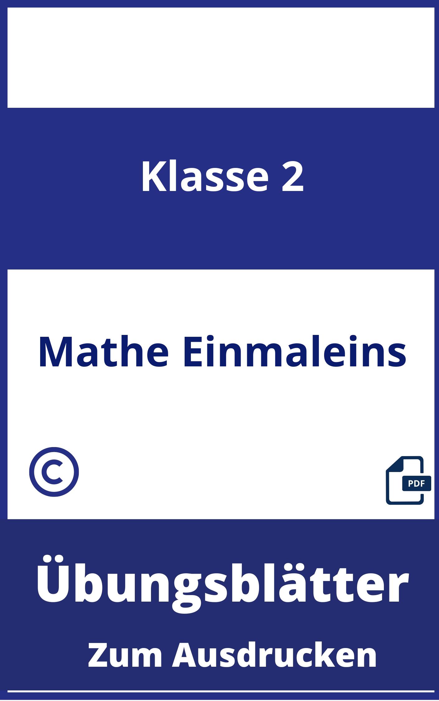 Mathe 2. Klasse Einmaleins Übungsblätter