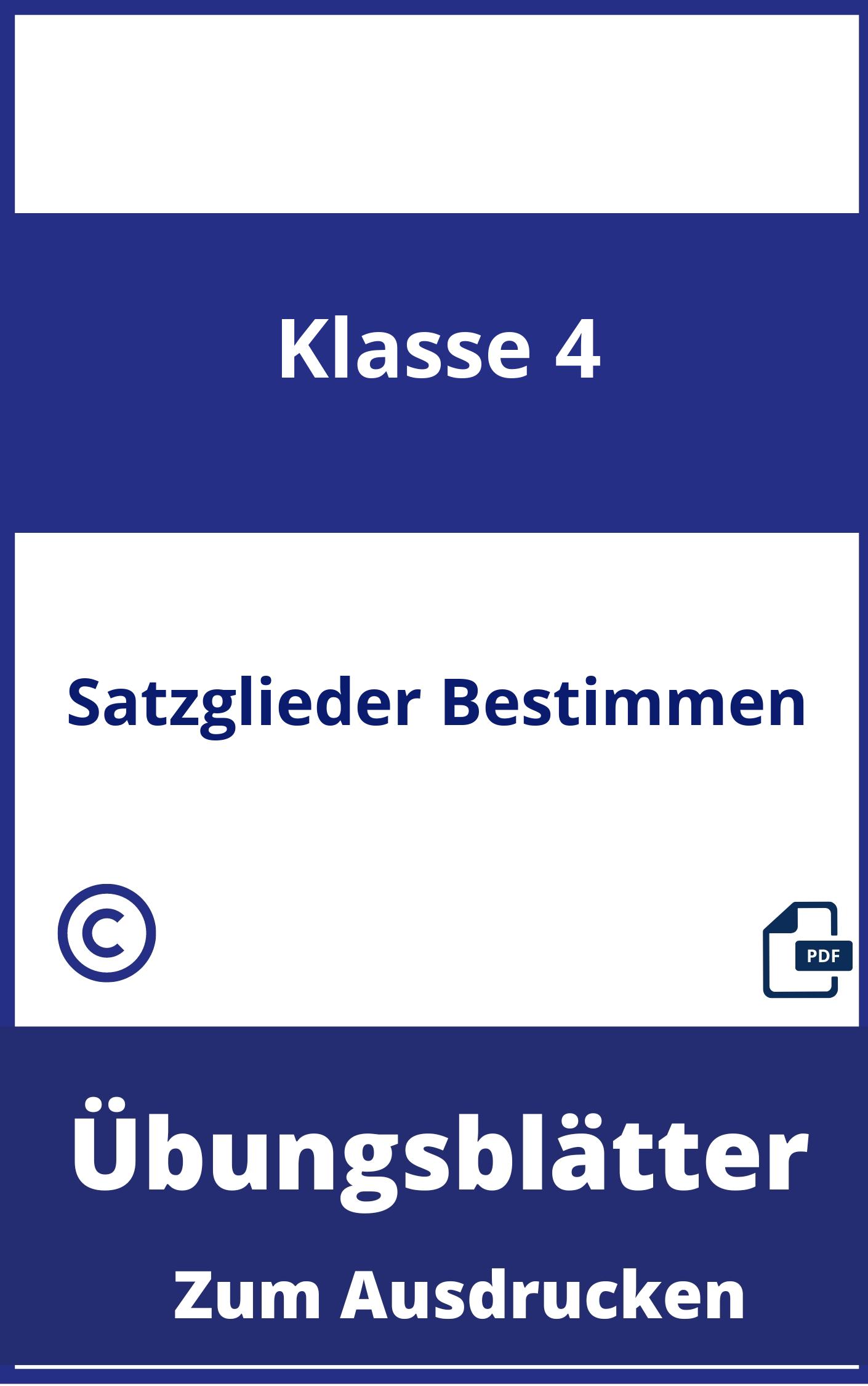 Satzglieder Bestimmen 4. Klasse Übungsblätter