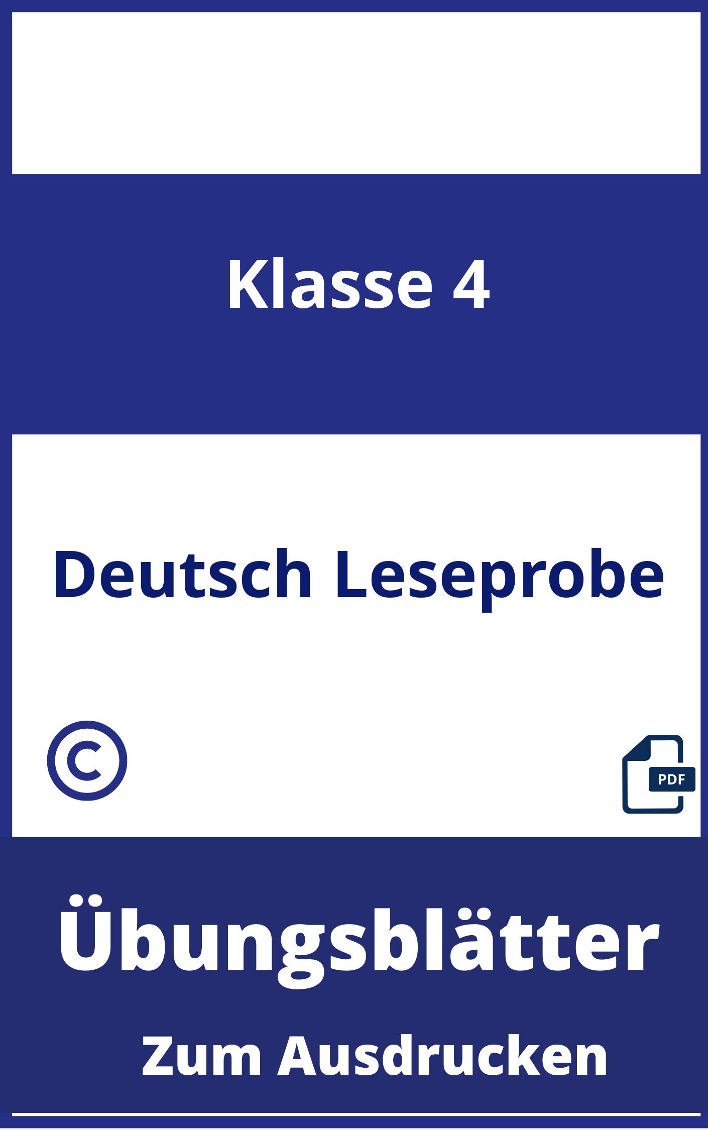 Übungsblätter Deutsch 4. Klasse Leseprobe