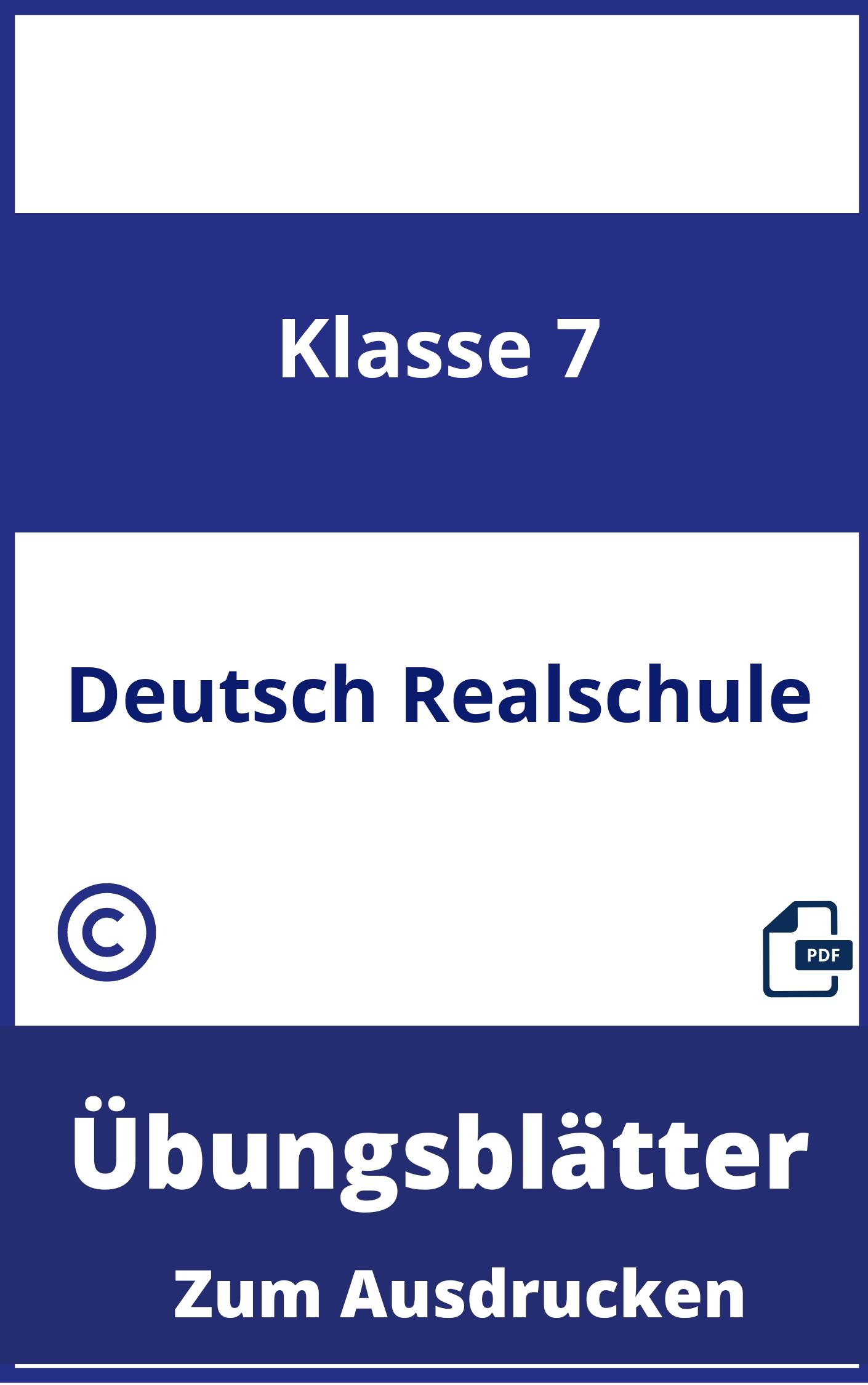 Übungsblätter Deutsch 7 Klasse Realschule