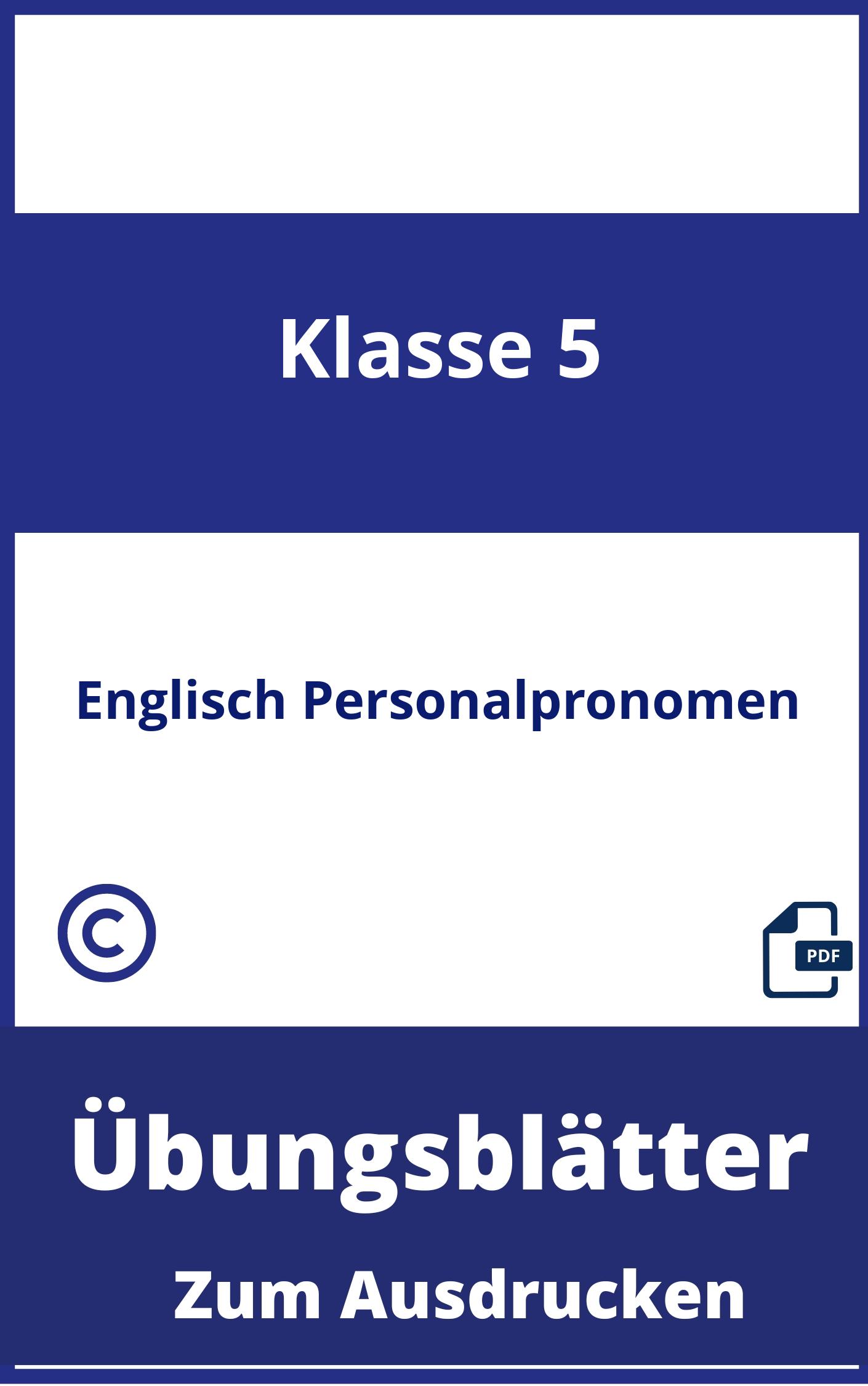 Übungsblätter Englisch 5.Klasse Personalpronomen