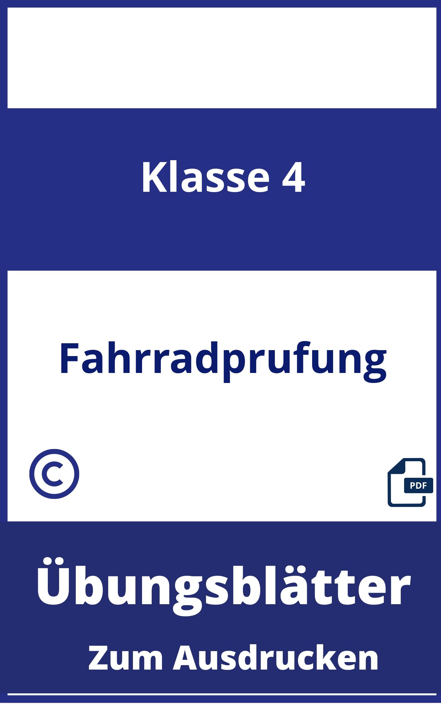 Übungsblätter Fahrradprüfung 4. Klasse