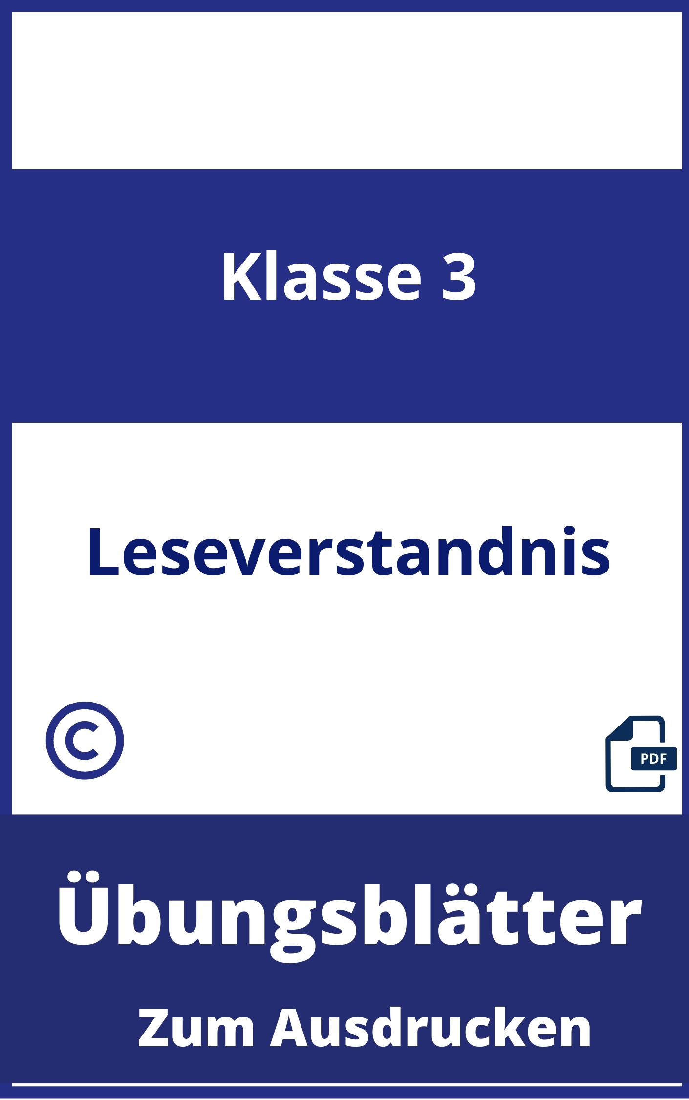 Übungsblätter Leseverständnis 3. Klasse