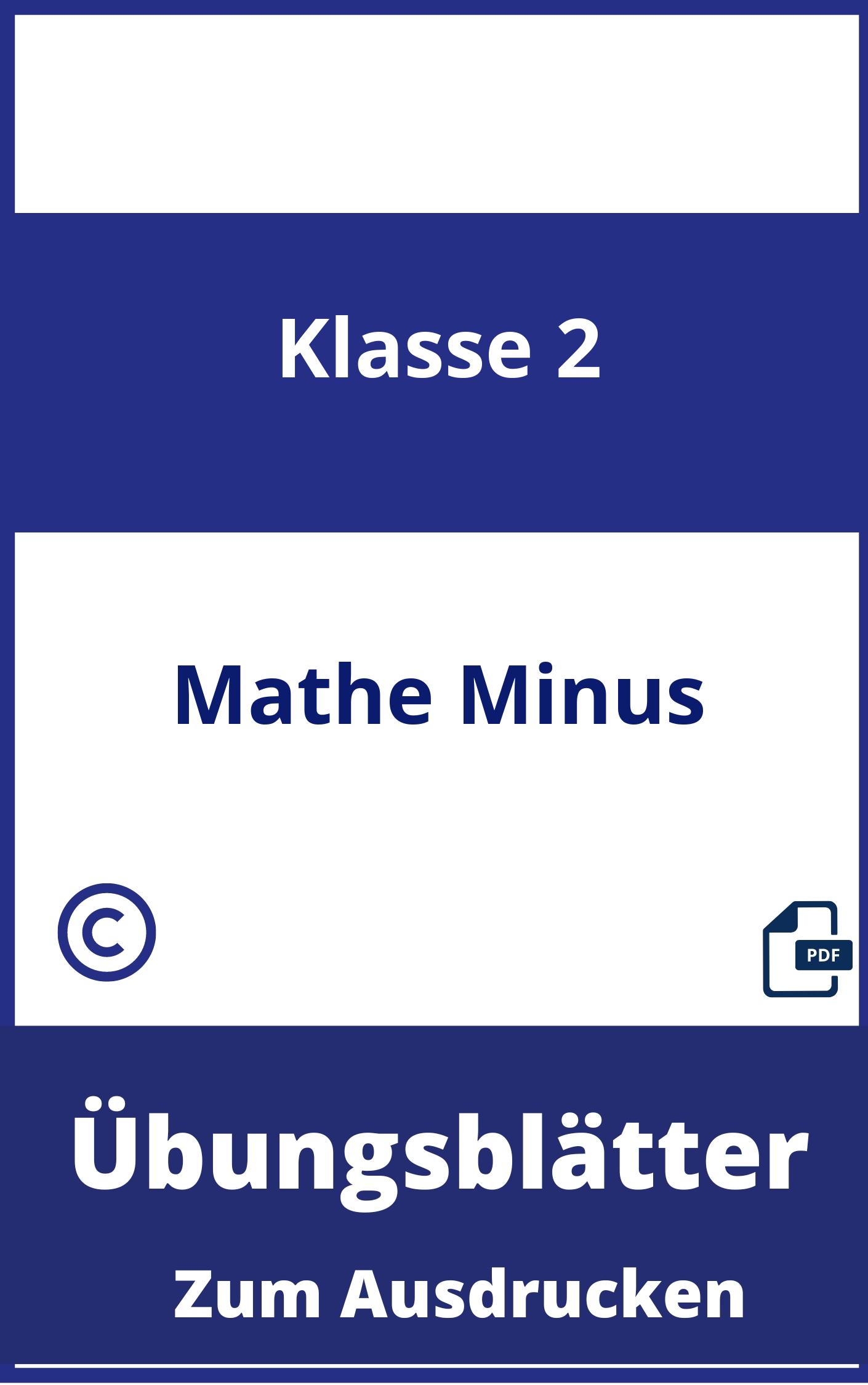 Übungsblätter Mathe Klasse 2 Minus