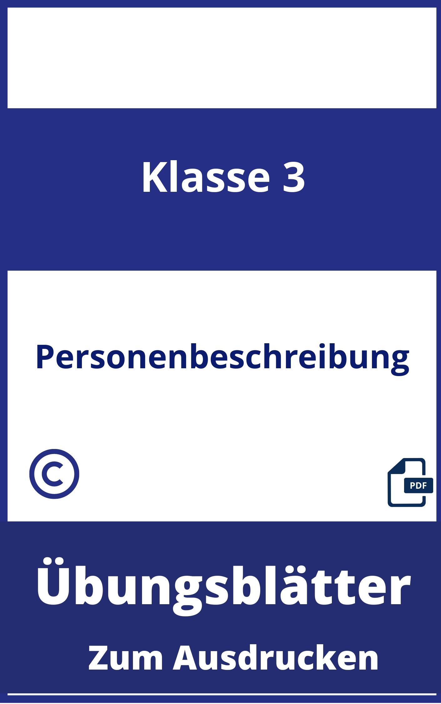 Übungsblätter Personenbeschreibung 3.Klasse