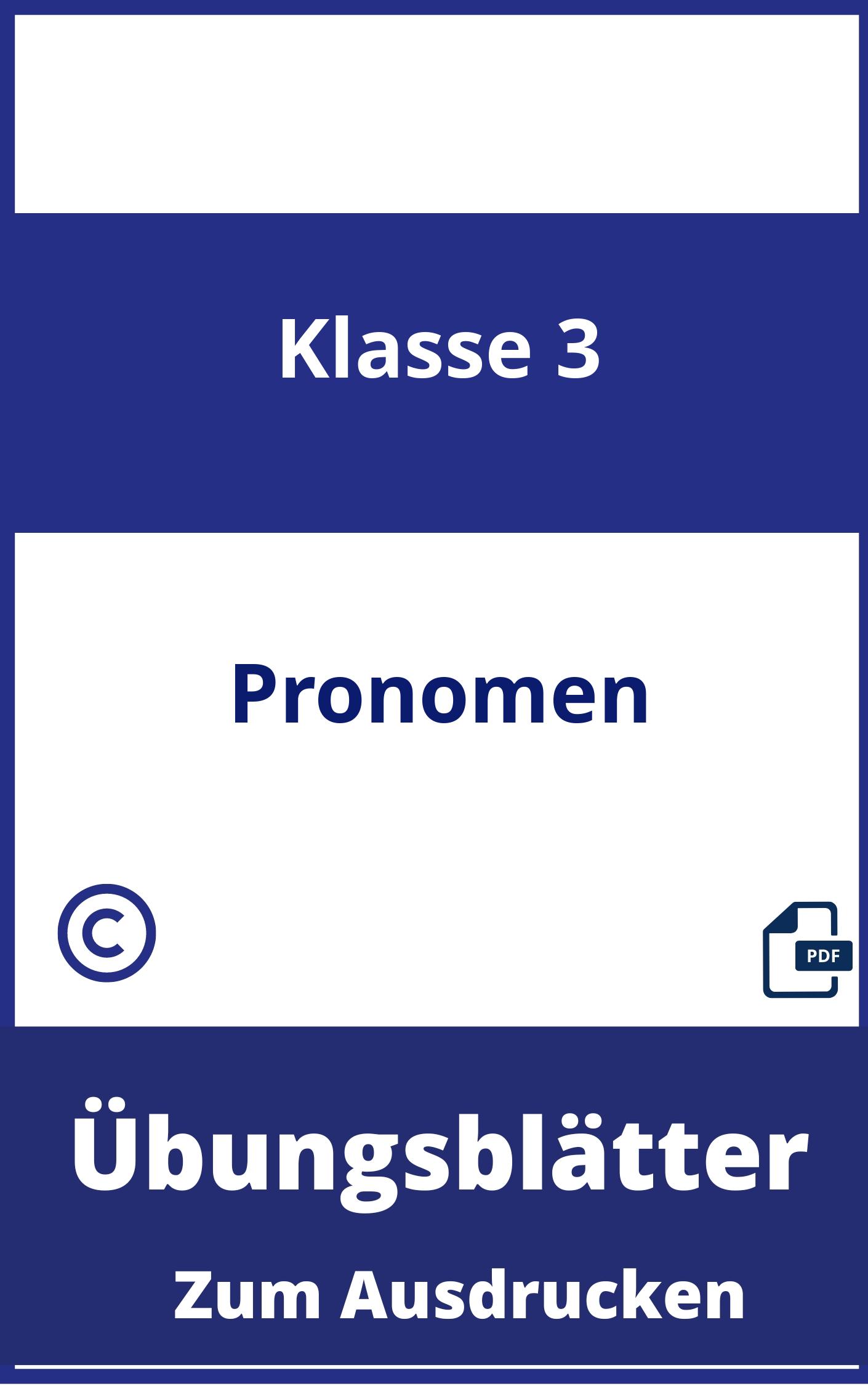 Übungsblätter Pronomen 3. Klasse