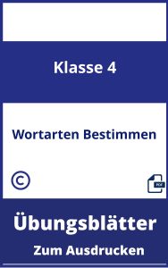 Übungsblätter Wortarten Bestimmen 4. Klasse